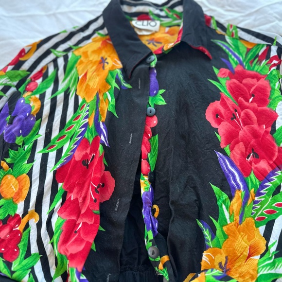 🌺🍇🍓🍊🍋80’s CLIO Tie Up Collared Button Down Blouse Fruit - Picture 6 of 6